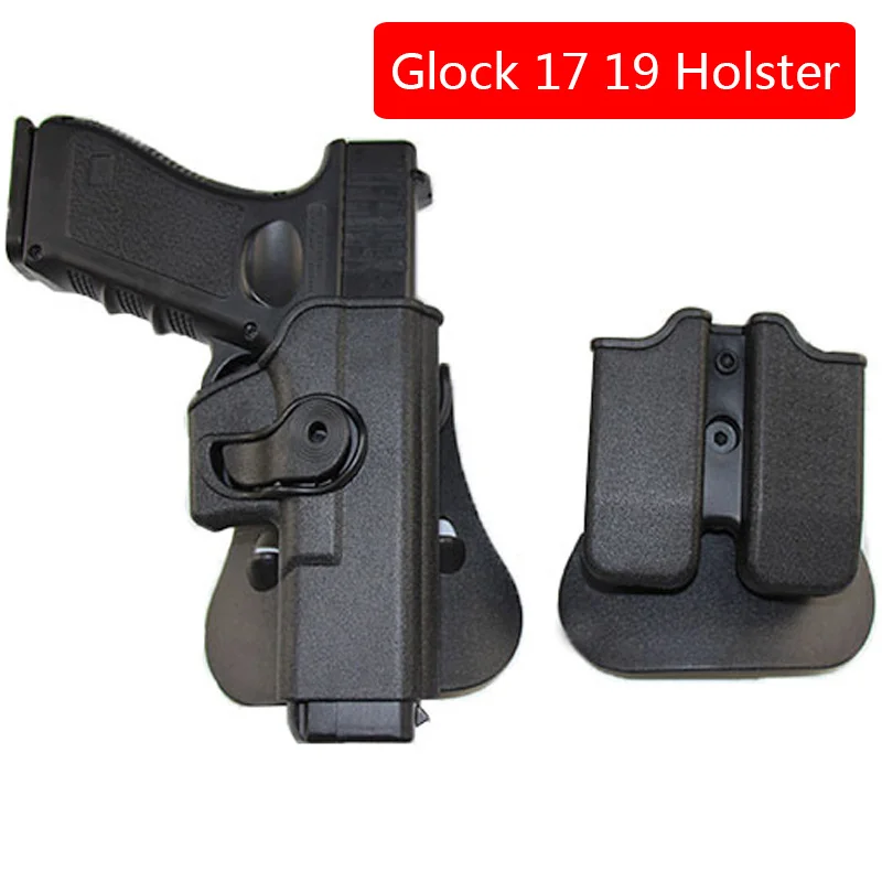 Black Glock Set IMI тактическая охотничья страйкбольная кобура для Glock 17 19 Colt 1911 M9 M92 боевой военный чехол для пистолета с сумкой для журналов - Цвет: Black Glock Set