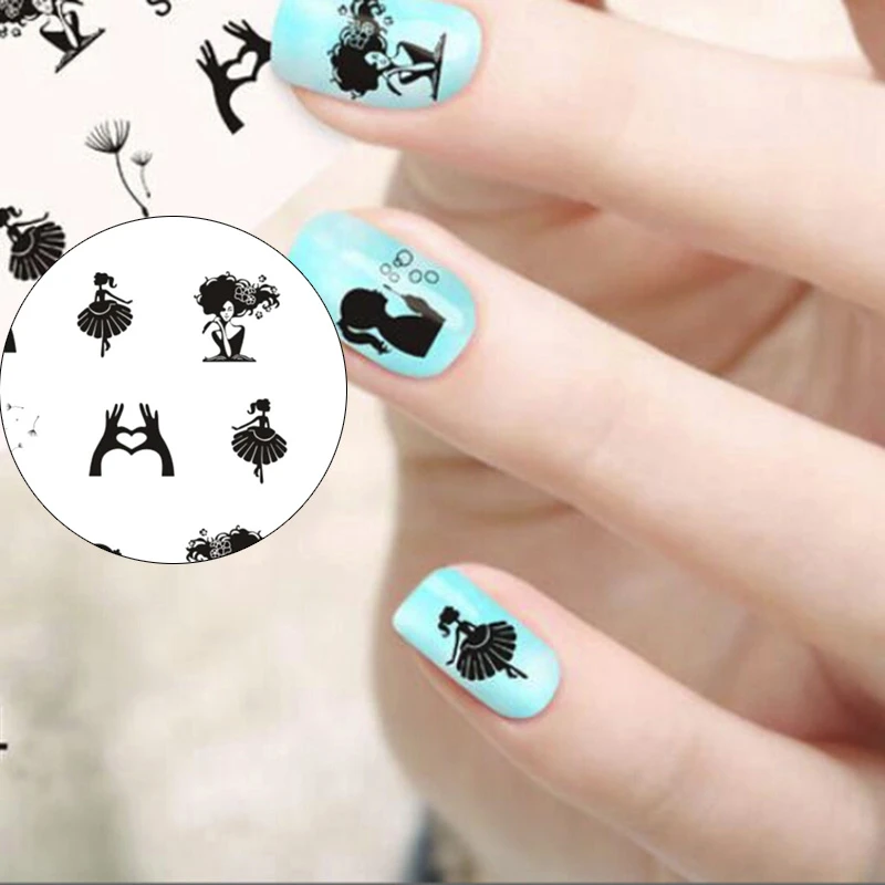 

1 Sheet Silhouette Beautiful Girl Nail Art Water Transfer Decal DIY Sticker Nail Art Tool