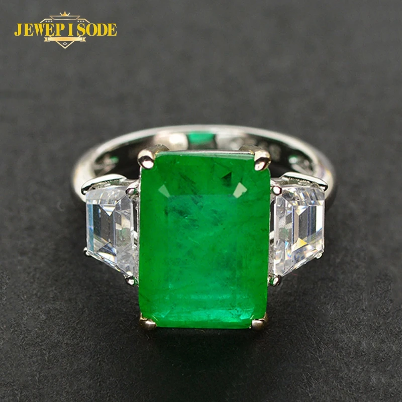 

Jewepisode Vintage 100% 925 Sterling Silver Lab Moissanite Emerald Gemstone Anniversary Party Ring Wholesale Fine Jewelry Rings