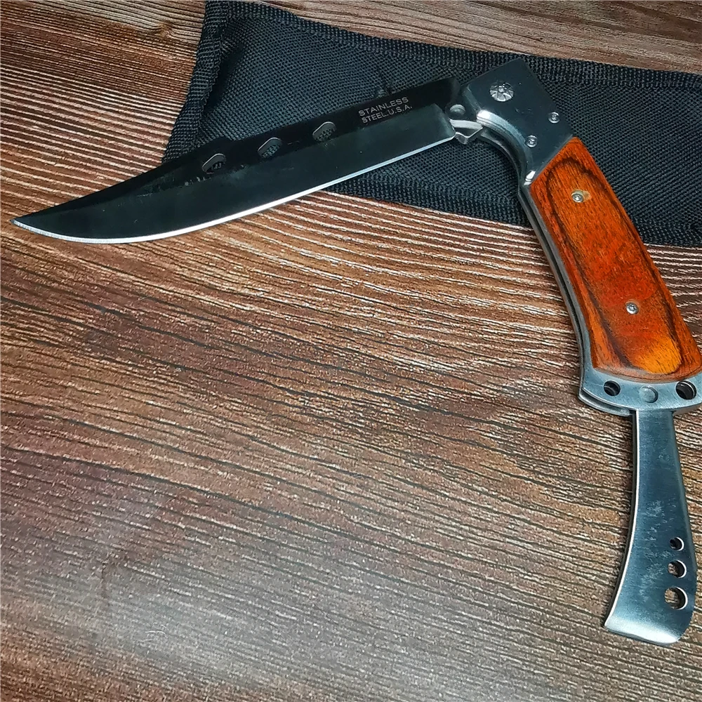 Складной нож с лезвием 9CR18MOV деревянной ручкой из CS карманный складной для