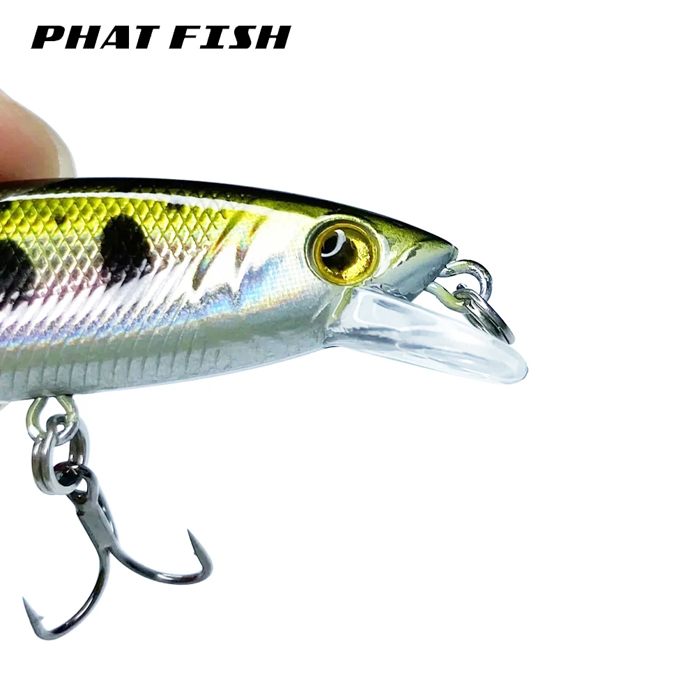 

PHAT FISH 55mm 4.5g Freshwater Sinking Minnow Hard ABS Wobbler Bass Fishing Trout Area Pike Pesca Depth 2m Lure