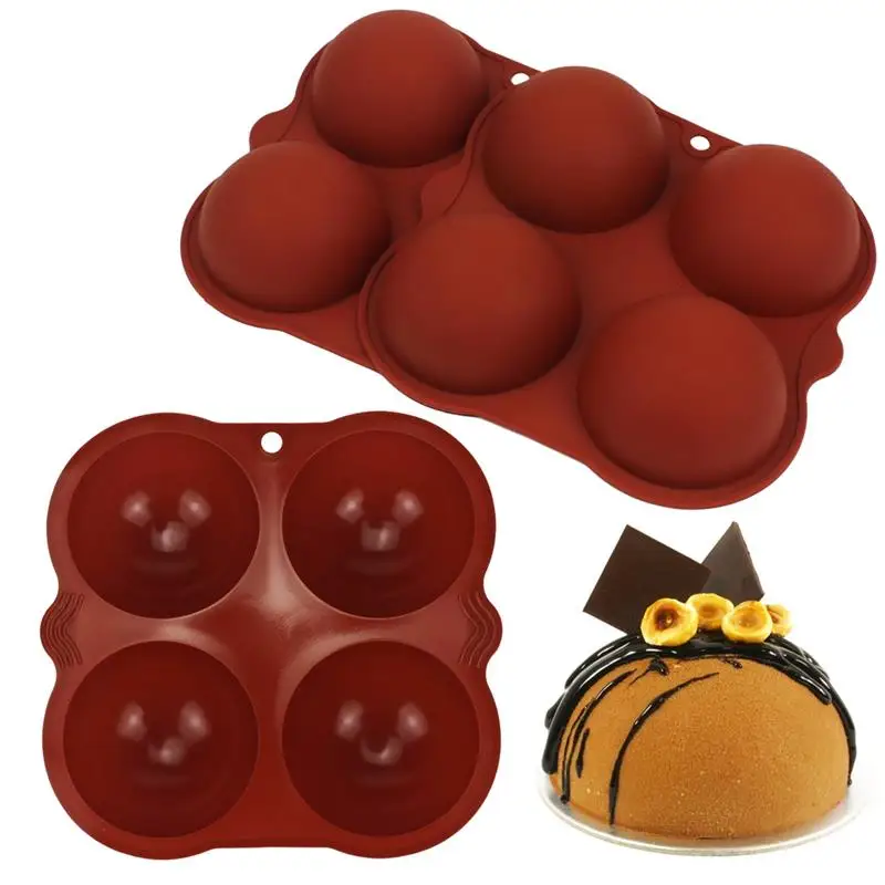 

1 Piece Half Sphere Silicone Chocolate Mold DIY Cake Baking Mold 4-Cavity Jelly Pudding Dessert Decorating Tool Kitchen Bakeware