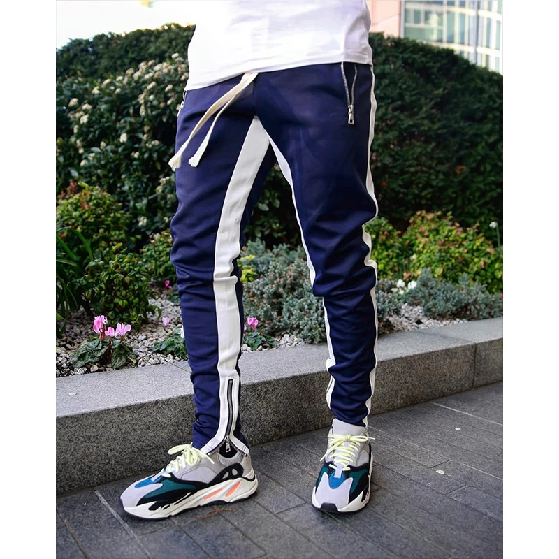 Уличная одежда мужские штаны для бега хип хоп с боковой полоской на молнии