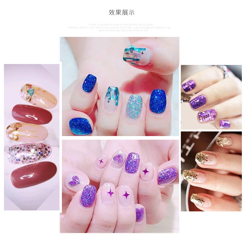 

New 48-color glass bottle nail decorations glitter sequins hexagonal slice caviar nail decorations set