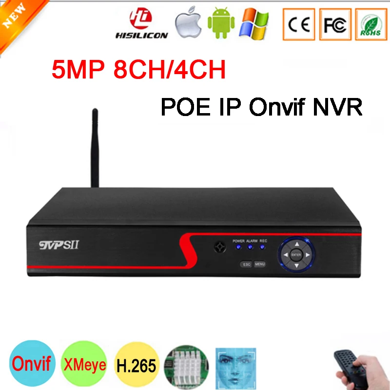 Красный сетевой видеорегистратор Hi3536D Xmeye аудио 5 Мп 8 каналов H.265 + распознавание
