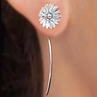 modyle elegant fashion exaggerated big silver color metal flower shaped drop earrings vintage ethnic earrings for women party