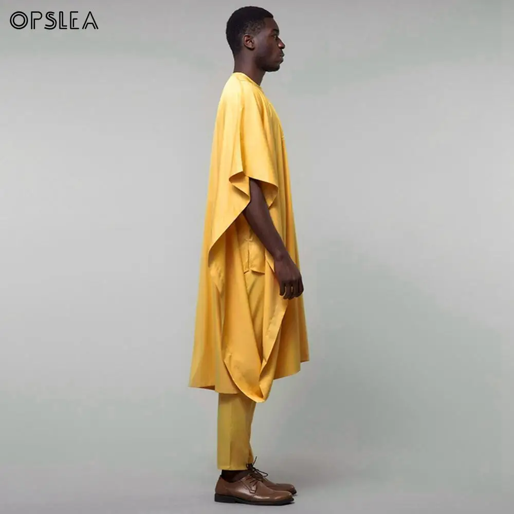 Opslea Agbada Мужская африканская одежда топы с короткими рукавами брюки Дашики Африканский Базен Riche Homme наряд традиционные комплекты из 3 предметов