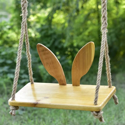 

Family Courtyard Outdoor Simplicity Swing Hammock Chair Easy Hemp Rope Solid Wood Board Sturdy Safe And Durable