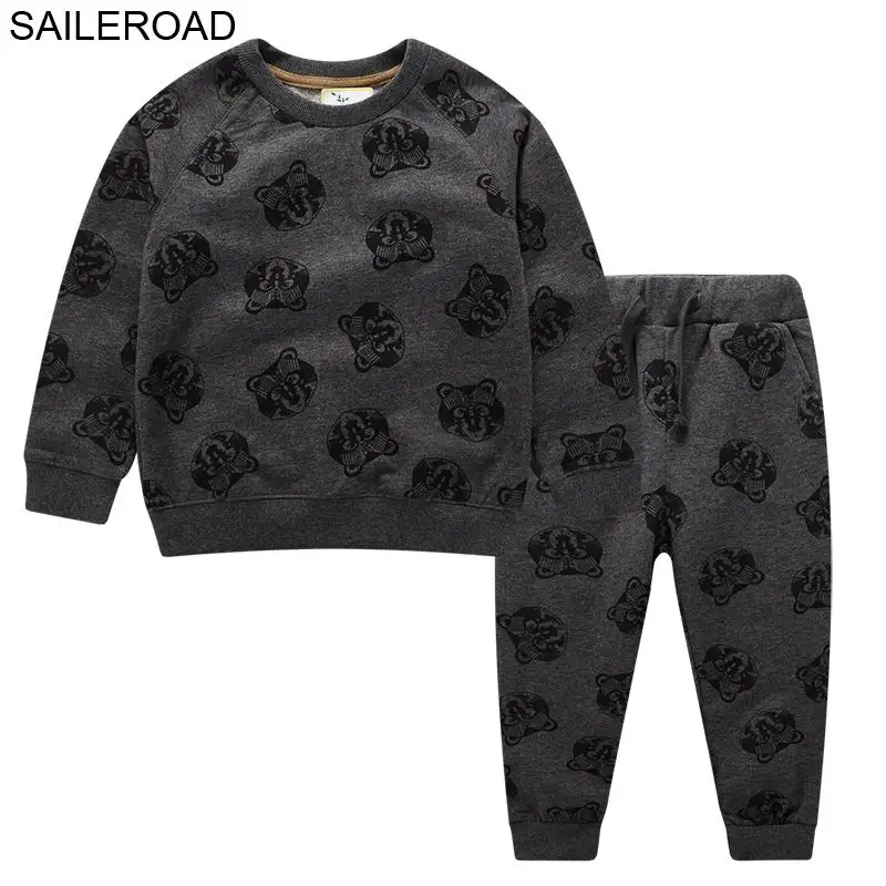 8143 SAILEROAD/Детская осенняя одежда; комплекты одежды для маленьких мальчиков с героями мультфильмов; теплые комплекты с милым принтом кота для маленьких мальчиков; одежда для детей - Цвет: 8143