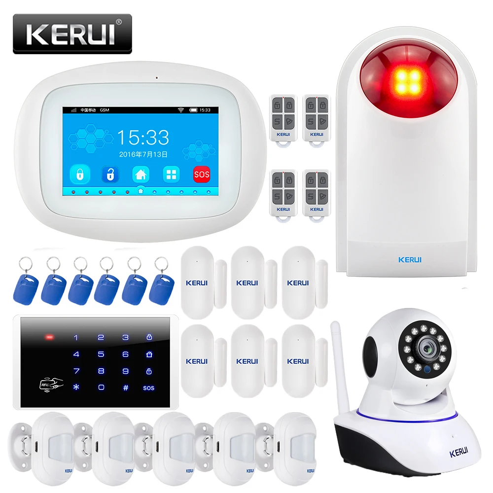 KERUI K52 WI FI GSM сигнализации 4 3 дюймов полный сенсорный Цвет Дисплей домашняя