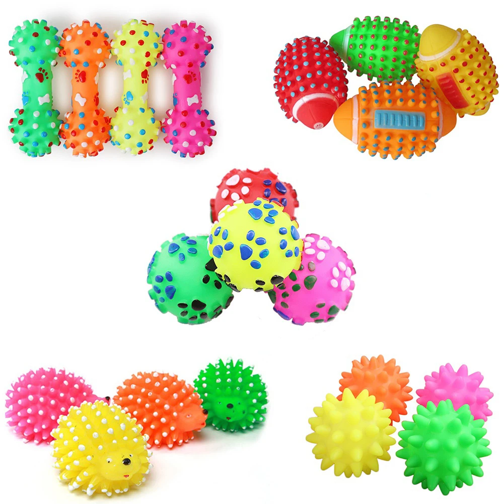 

Dog Chew Squeak Ball Bite Resistant Puppy Teeth Cleaning Spiked Balls Pet Interactive Training Molar Biting Sounding Toy