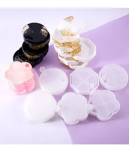 Круглая шестиугольная вращающаяся коробка для хранения, силиконовая форма, органайзер для макияжа, органайзер для хранения ювелирных изделий, модная самодельная коробка, искусство смолы