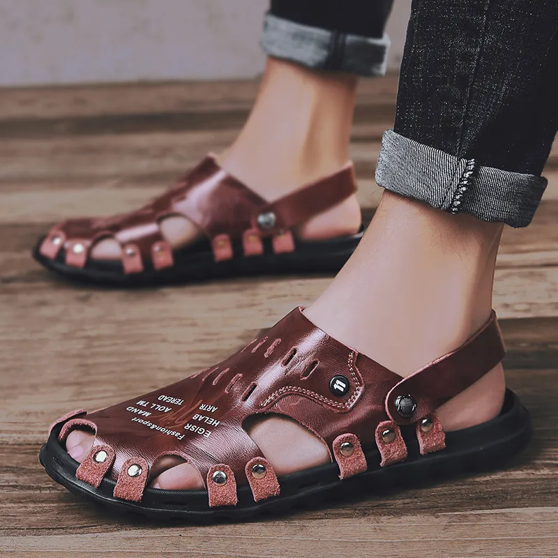 

Fashion Soft Shoes Men New 2021 High Quality Outdoor Men's Sandals Wear-resistant Hollow Out Summer Flat Designer Slippers