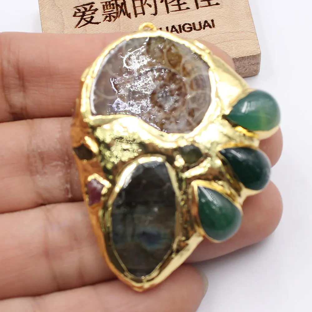 APDGG 1 шт. натуральный ракушка Лабрадорит зеленый агат турмалин ожерелье с