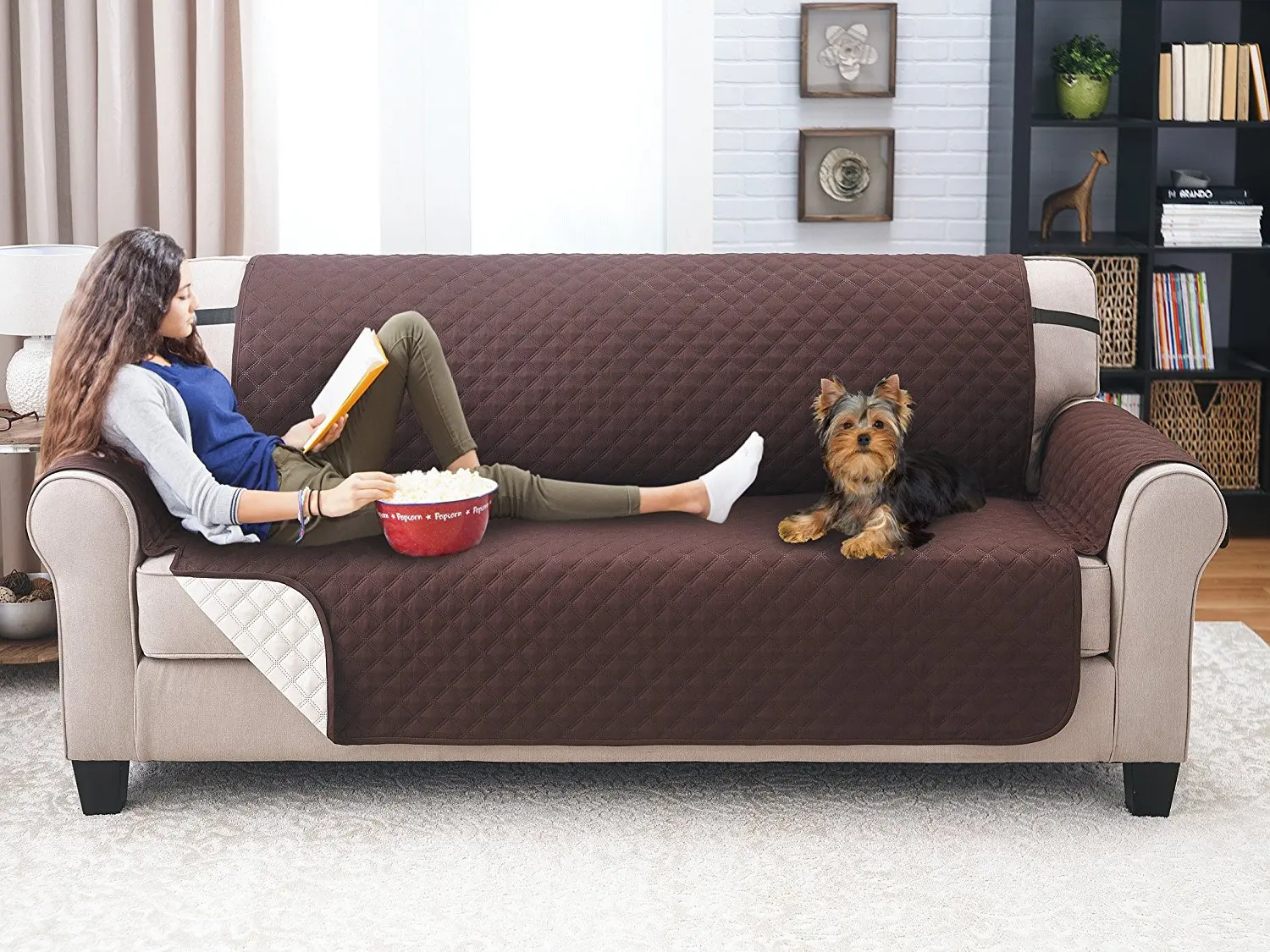

Best Reversible Sofa Cover - Fabric Sofa Cover for Pets - Durable/End to End/Fashionable/Waterproof and Machine Washable By