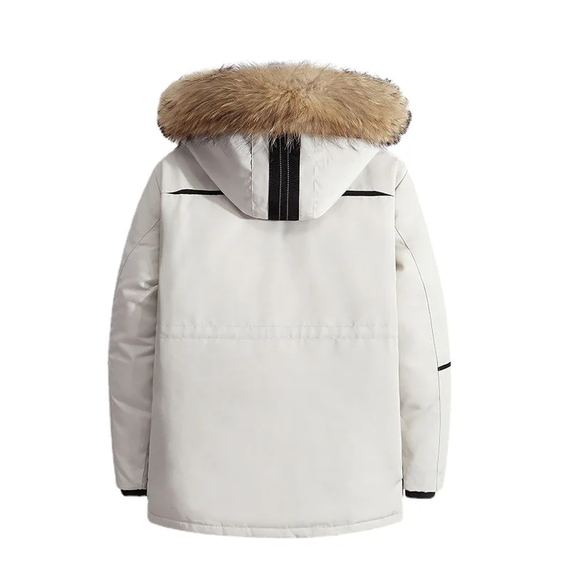 Мужская парка средней длины пальто со съемным меховым воротником зимняя пуховая