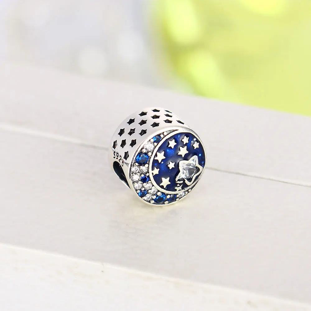 Цена оптовой продажи 925 стерлингового серебра и голубые эмалированные подвески в