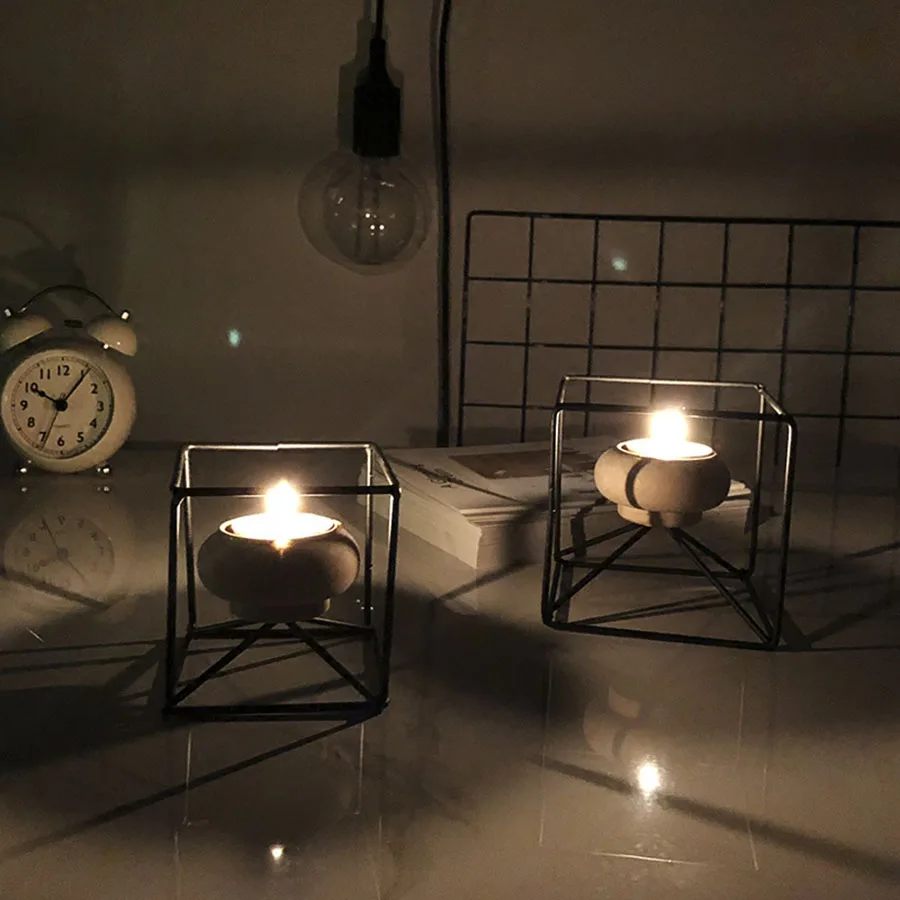 Креативные подсвечники в скандинавском стиле из кованого железа для гостиной