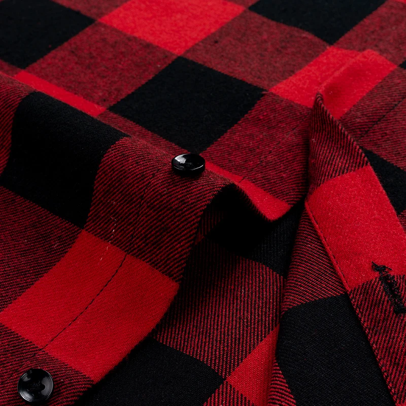 Рубашка мужская с длинными рукавами модная клетчатая сорочка кроя Slim Fit мягкая