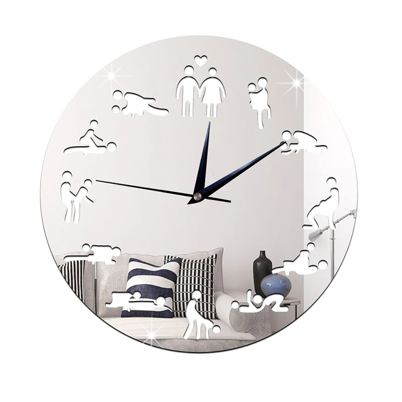 3D зеркальные Акриловые Неоновые светодиодные настенные часы сделай сам для