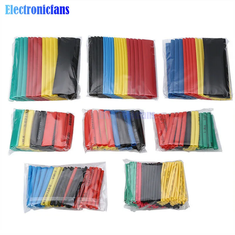 400 шт Полиолефиновая термоусадочная трубка смешанного цвета 8 размеров 1 14 мм 2:1