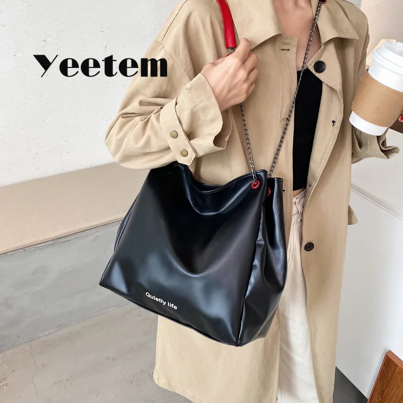 

PU Single Shoulder Big Bag Female 2021 New Commuter Messenger Bag Simple Fashion Large Capacity Tote Bag