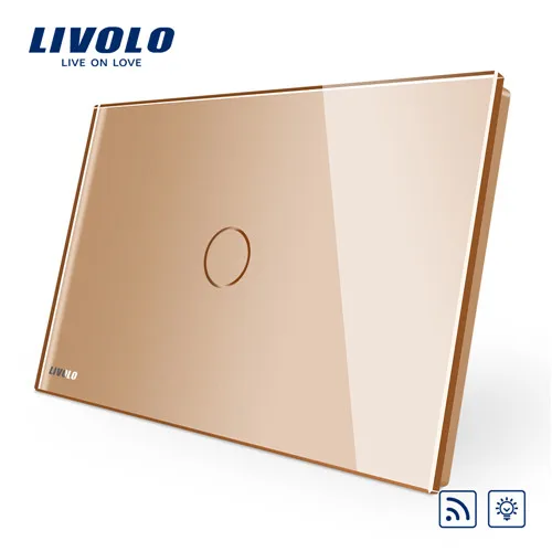 Gold Livolo пульт дистанционного управления, стандарт AU/US, VL-C901DR-11, белая Хрустальная стеклянная панель, настенный светильник, беспроводной дистанционный диммер - Цвет: Gold