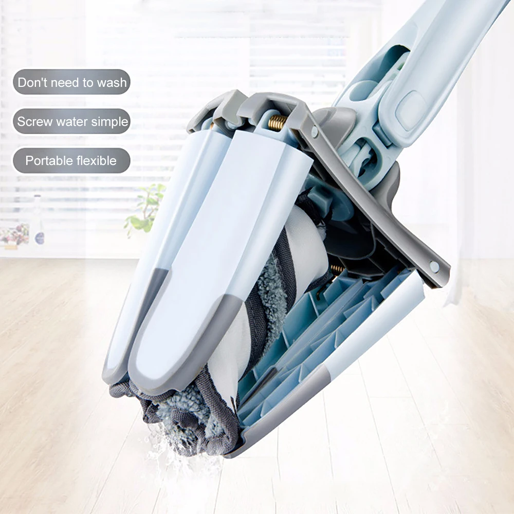 Hand Free Washing Rotation Flat Mop With Microfiber Replace Pads Easy Wringing Manual Extrusion Floor Cleaning Tools | Дом и сад