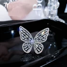 Умные и элегантные Серебристые открытые кольца в виде бабочки для женщин, корейская бижутерия, готические аксессуары, роскошное кольцо для девушек