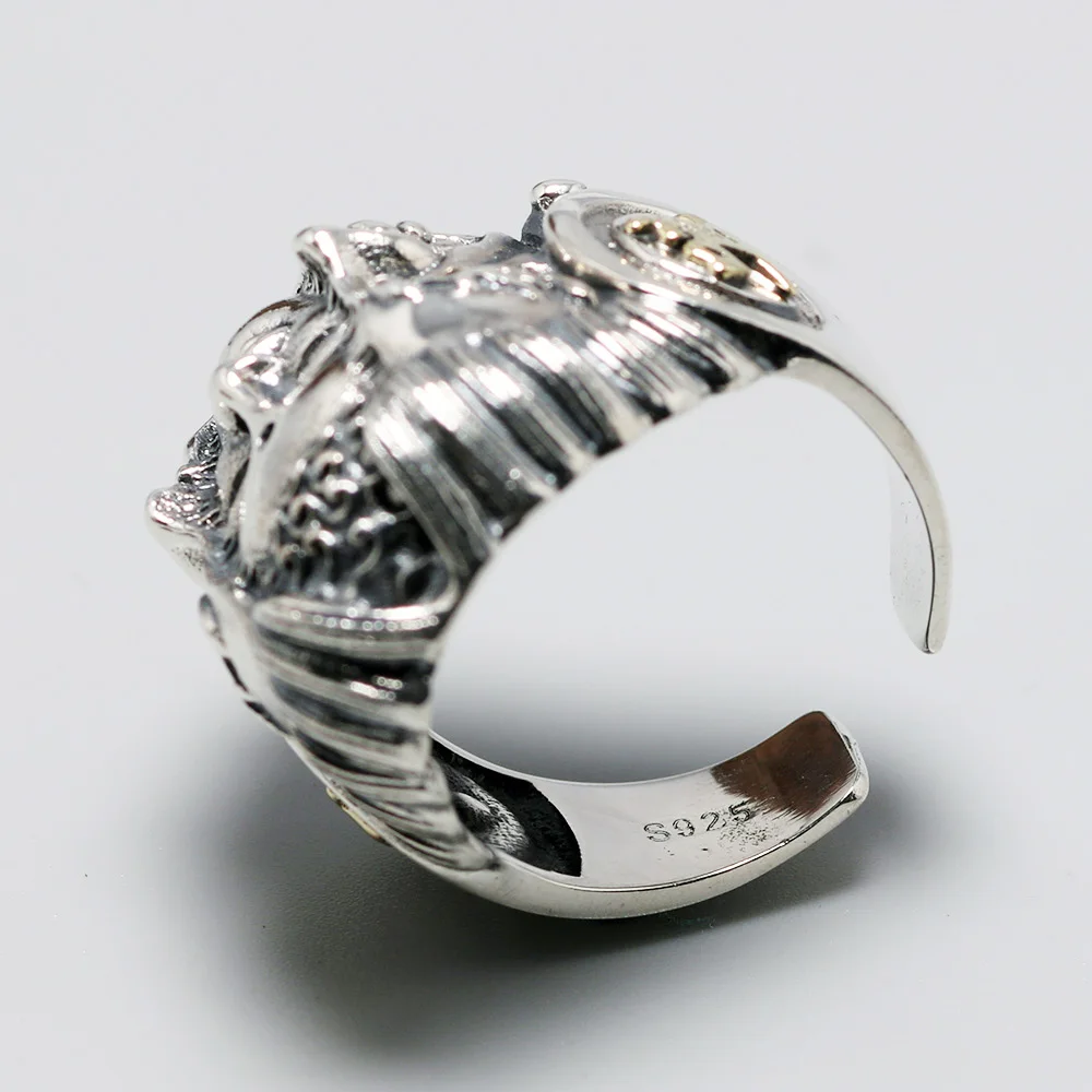 Подлинные 925 пробы серебряные ювелирные изделия тяжелые мужские кольца Будды с