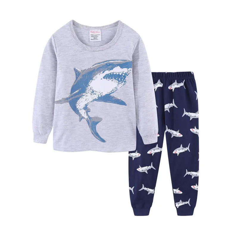 2020 Boys Pajamas Pijama Infantil Shark Clothes Gecelik Koszula Nocna Pyjamas Kids Animais Pajama Set Christmas Pajamas New
