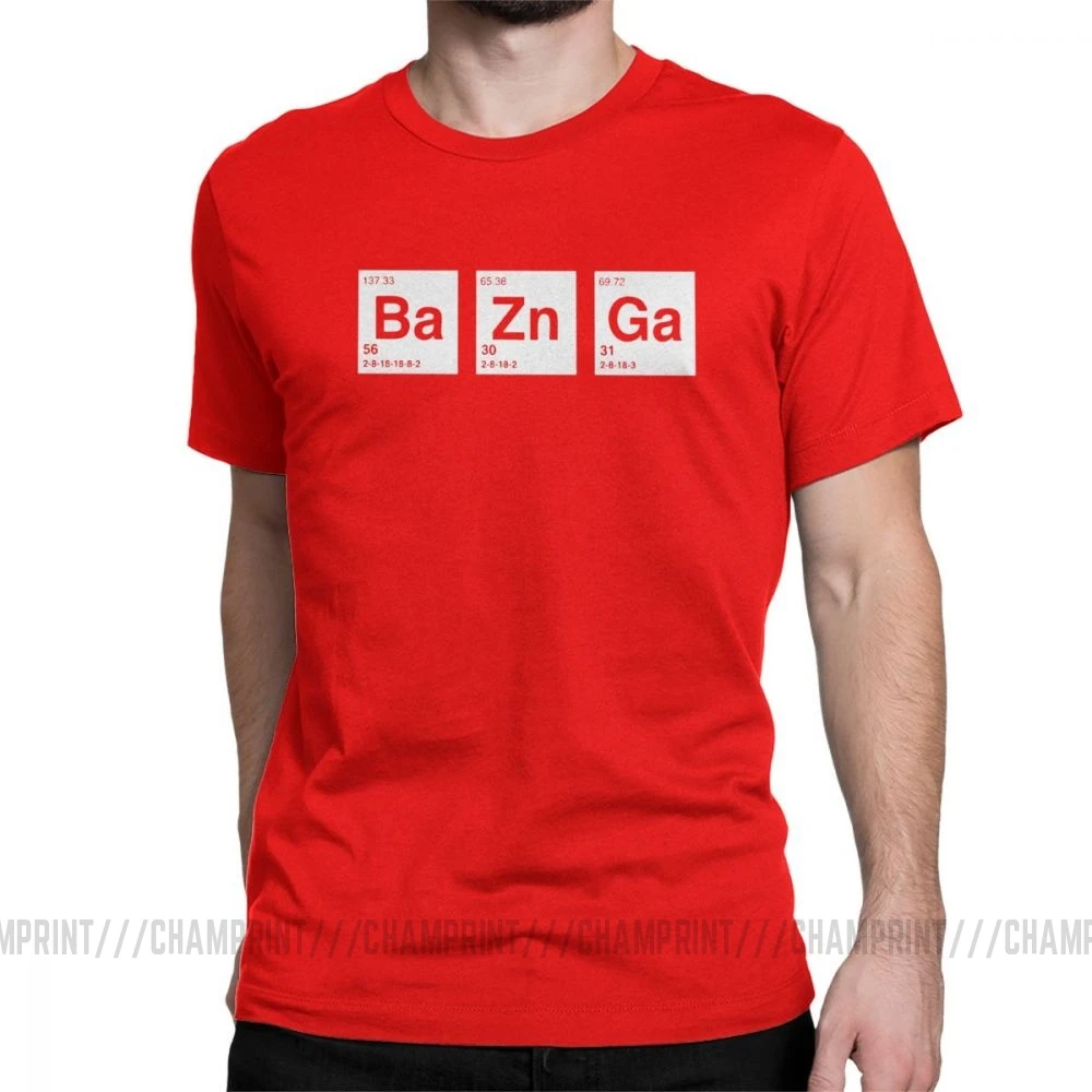 Мужские футболки с надписью «The Big Bang Theory Breaking Bad Bazinga», топы Sheldon Cooper Geek TBBT, футболка с коротким рукавом, футболка с идеей подарка - Цвет: Красный