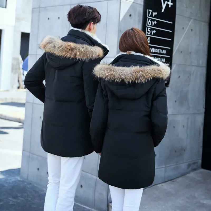 

Womens Mens Winter Jacket And Coats High Quality Thick Warm Hooded Rabbit Fur Collar Parkas Large Size S-5XL Yellow Black White