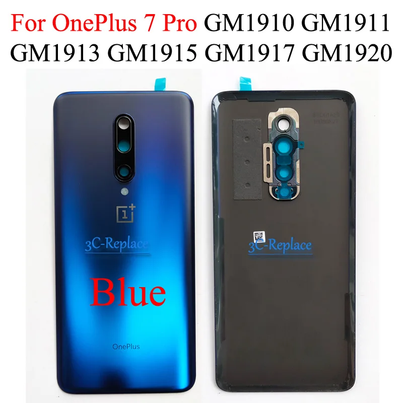 Blue Oneplus 7 Pro Для Oneplus X 2, 3, 3 T, 5, 5, 6, 6 T, 7 Global задняя крышка батарейного отсека, корпус, чехол, Задние стекла, запчасти One plus 1+ 7 PRO GM1910, GM1911 - Цвет: Blue Oneplus 7 Pro