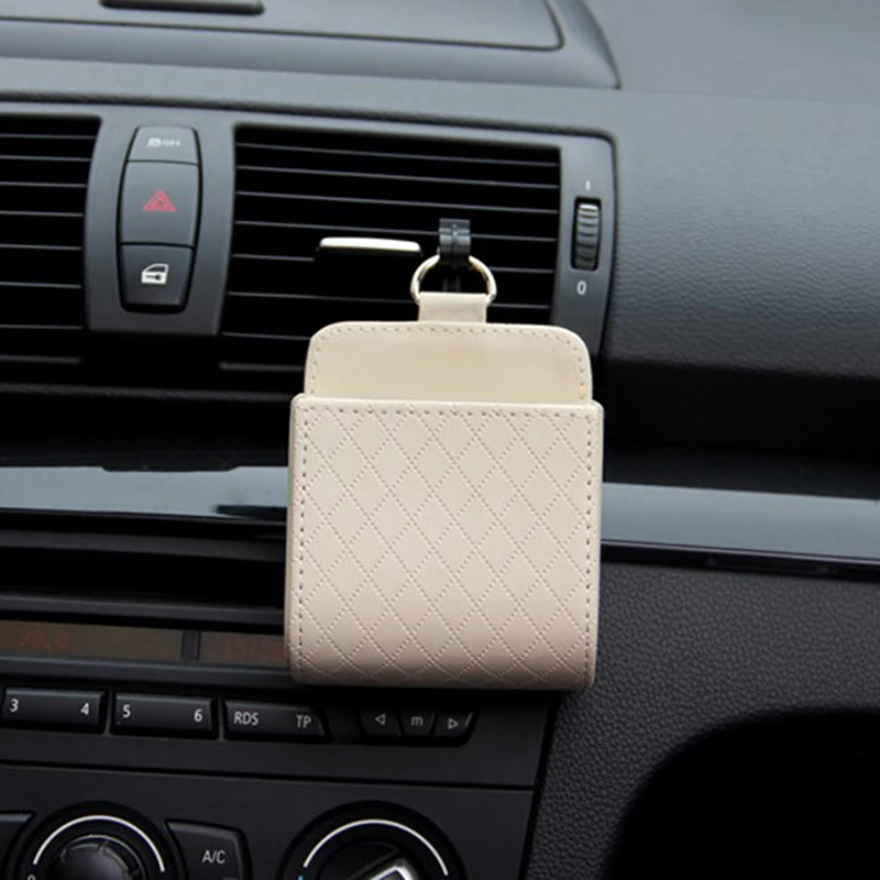 

IKSNAIL Auto Opbergtas Air Vent Dashboard Netjes Opknoping Lederen Organizer Box Bril Telefoon Houder Opbergdoos