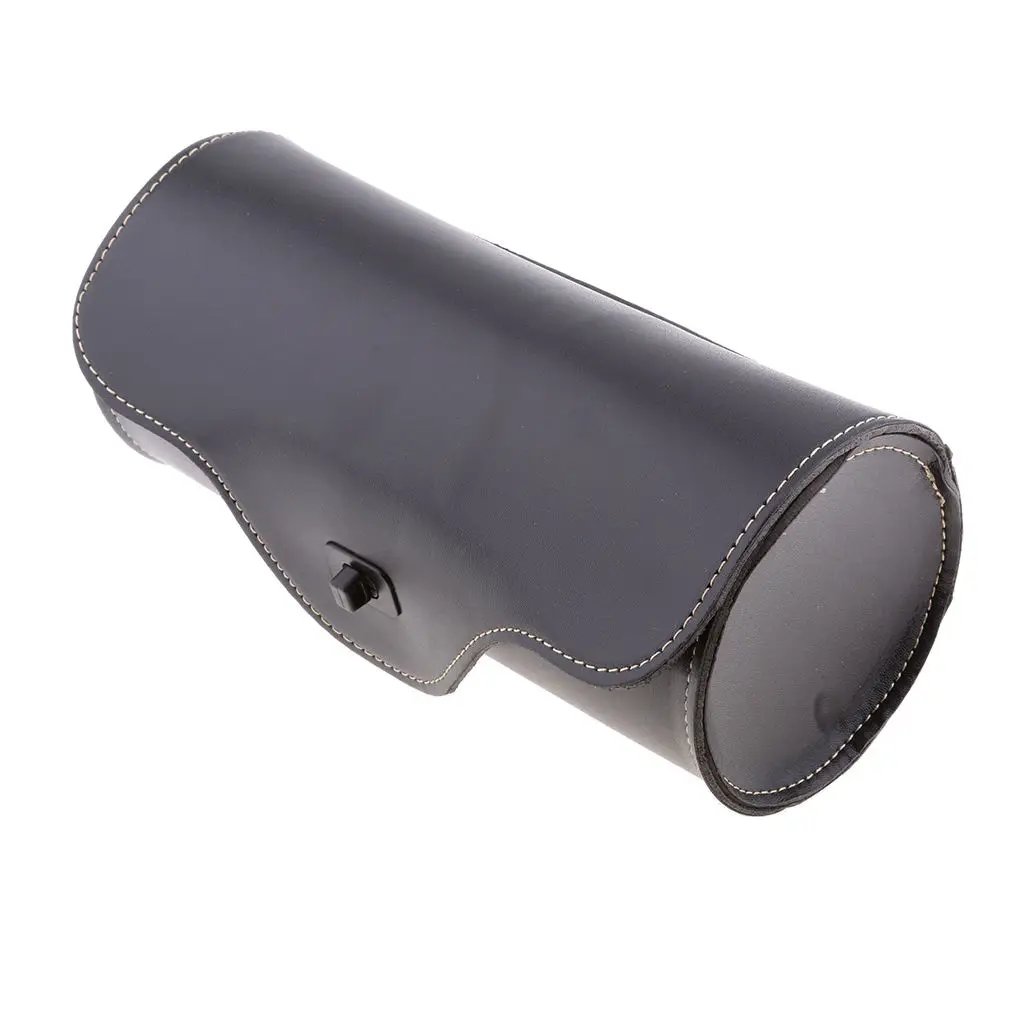 

Motorcycle PU Leather Tool Bag Saddlebag Roll Barrel ＆2 Straps Black