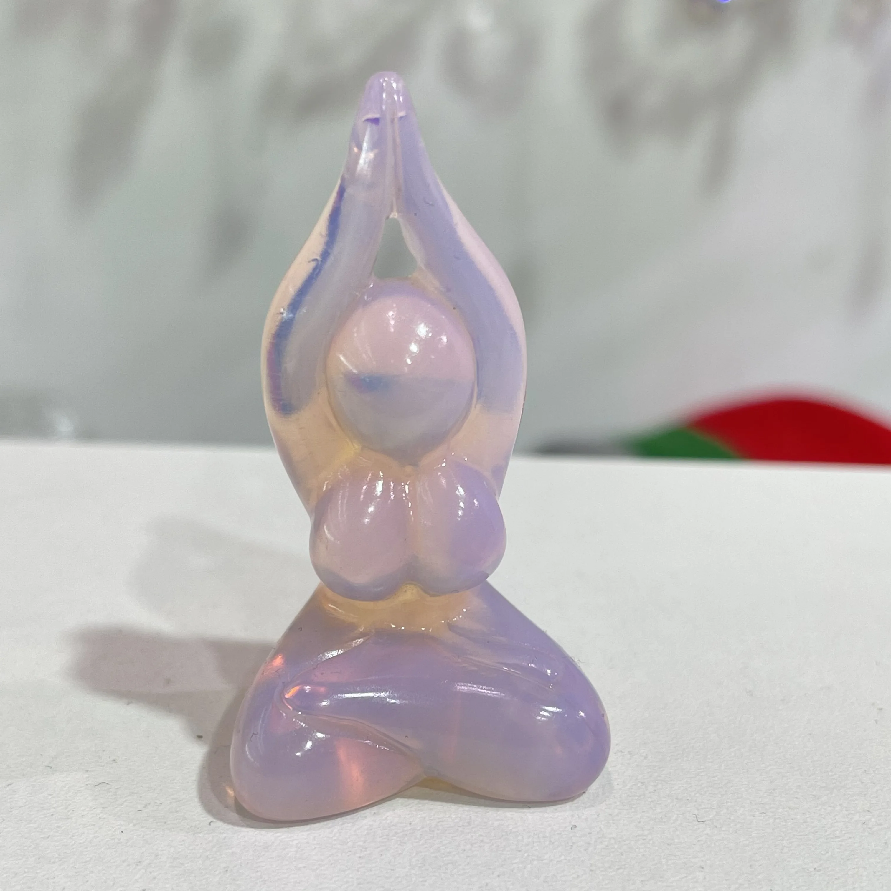 

Natural Pink Opal Carving Yoga Meditation Energy Home Decor Gift