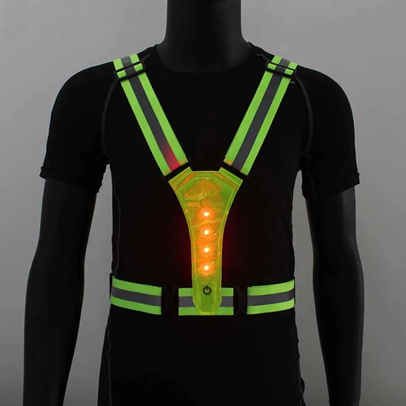 

New Arrival LED Reflective Safety Vest Emergency Lights Adjustable Size Elastic Straps for Outdoor Sports At Night