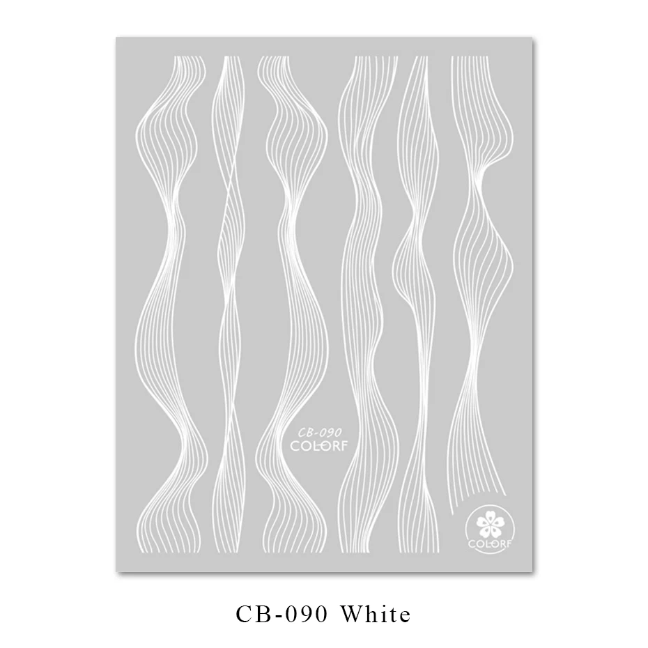 CB090 White 1 шт стикер для дизайна ногтей 3D блестящая золотая Волнистая Полоса лента черно-белая слайдер на ногти DIY Наклейка для маникюра украшения BEBP249-1 - Цвет: CB090 White