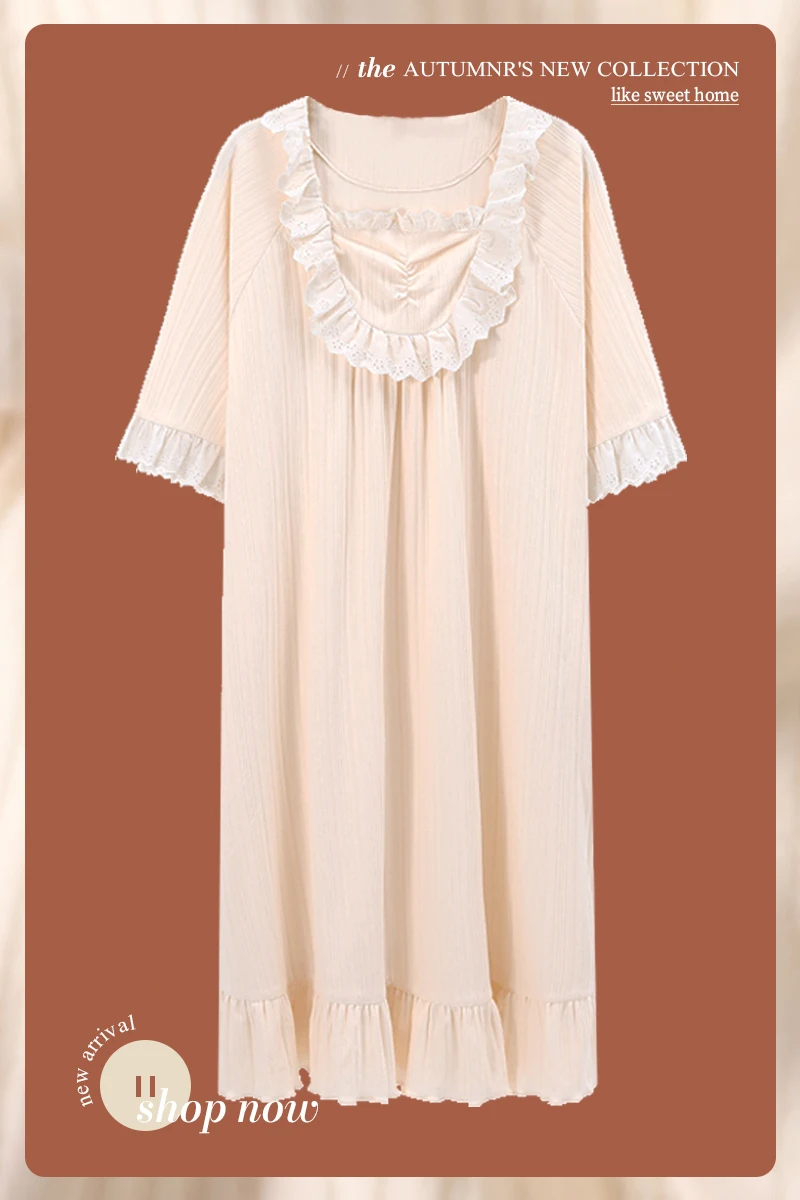 

Harajpee Cotton Nightdress 2021 New Summer Princess Court Style Short Sleeve Thin Lovely Student Pajamas Age Reducing Fashion