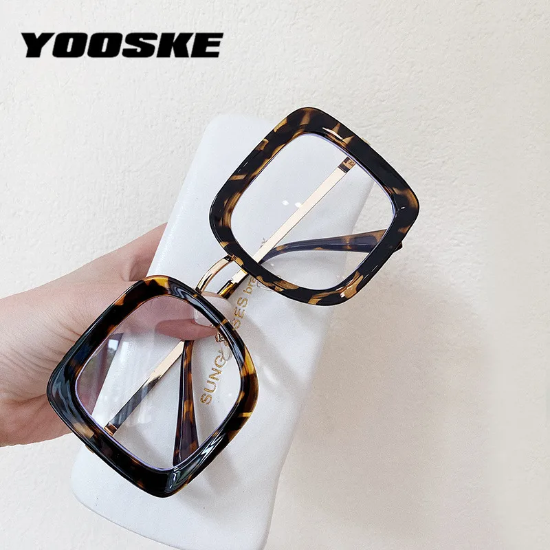 

YOOSKE женские очки с защитой от сисветильник, оправа для очков для мужчин, большие квадратные оптические очки, женские винтажные металлически...
