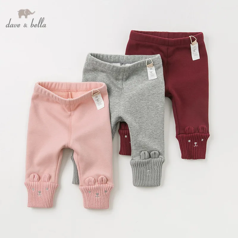 

DBQ11698 dave bella winter baby girls boys fashion ruched cartoon pants children full length kids pants infant toddler trousers