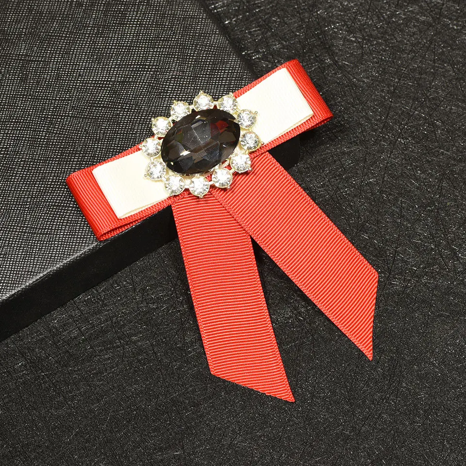 Женская тканевая брошь галстук бабочка с кристаллами|Броши| |