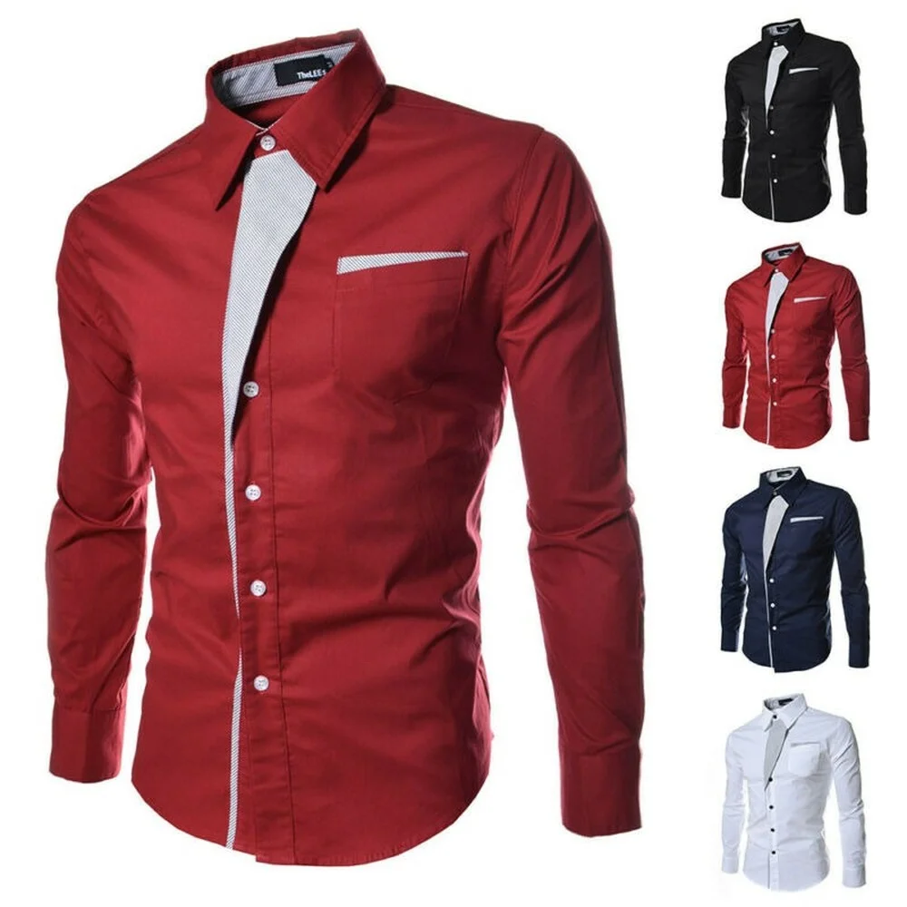 

Mens Long Sleeves Printed Shirts Loose Blouse Tops Casual T-shirts Work Office