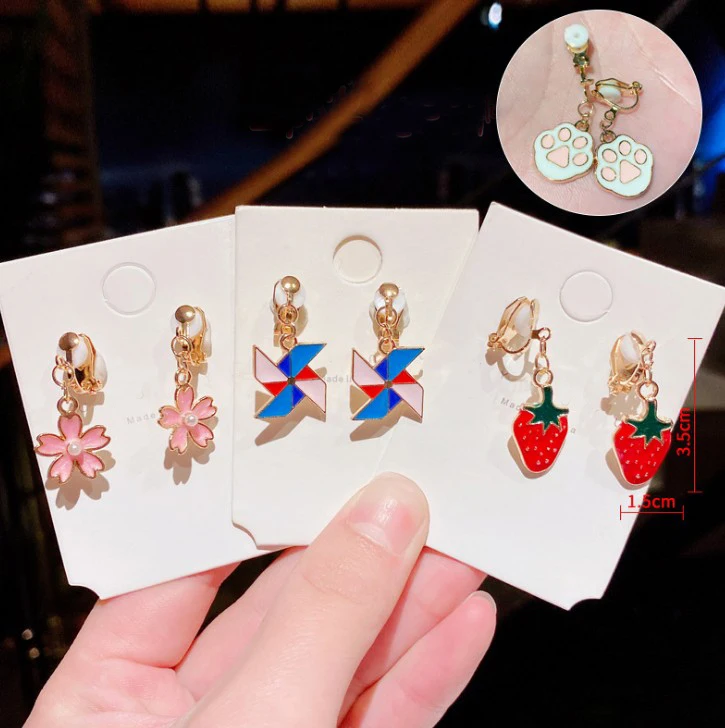 Маленькие серьги на клипсах для женщин и детей милый розовый плащ Детская клипса