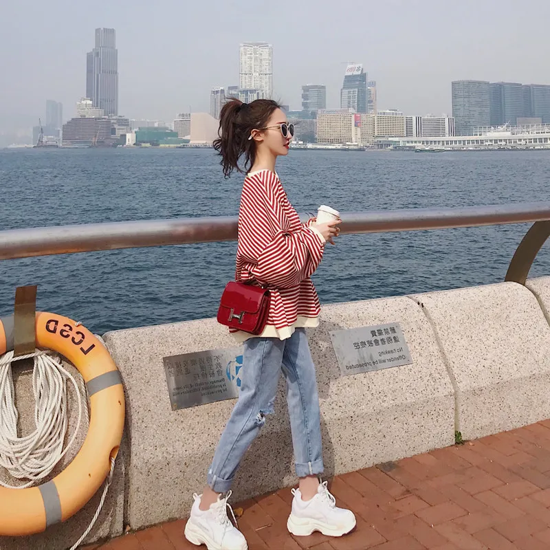 Осень новинка корейский вариант 2019 женский костюм сетчатый Красный Модный