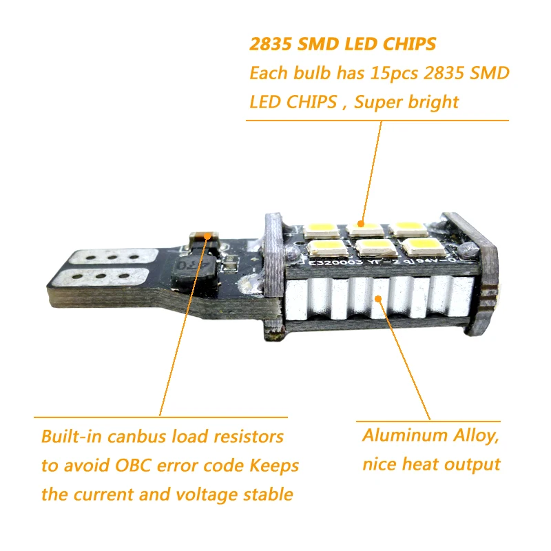 Супер яркая мощная светодиодсветодиодный лампа T15 W16W 921 SMD 2835 Canbus без ошибок для