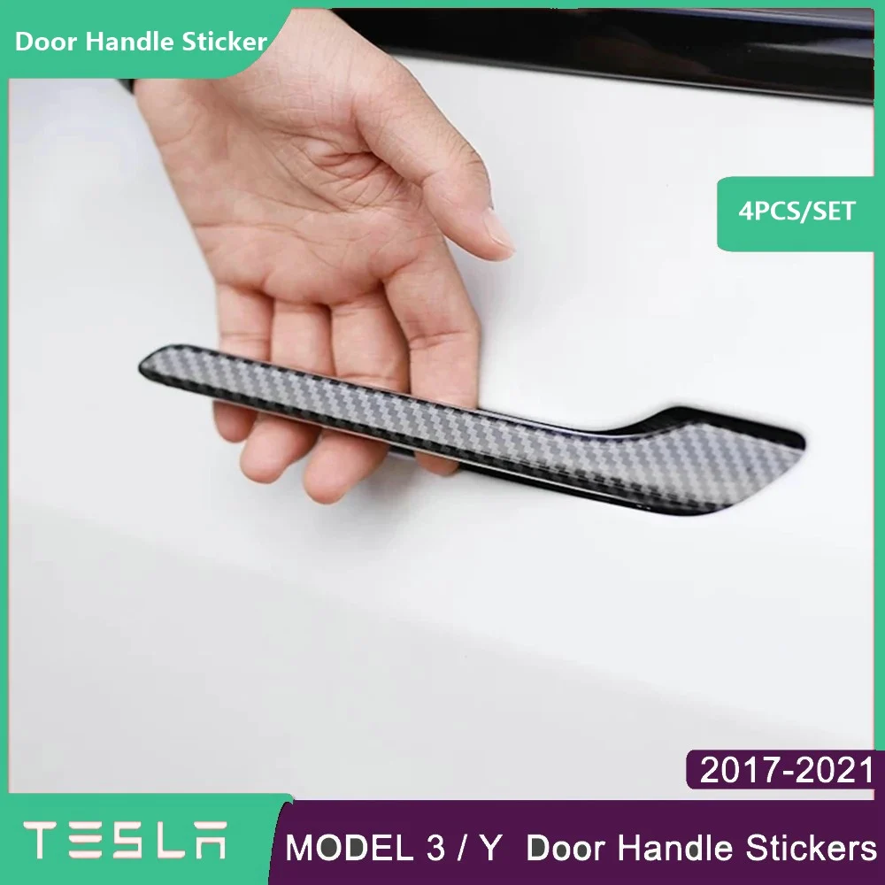 4 шт. Защитная Наклейка на дверную ручку автомобиля Tesla Model 3 2017-2020 |