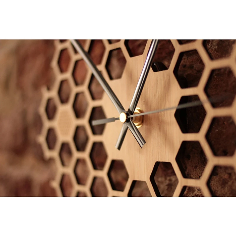 Модные креативные бамбуковые настенные часы простой современный дизайн соты