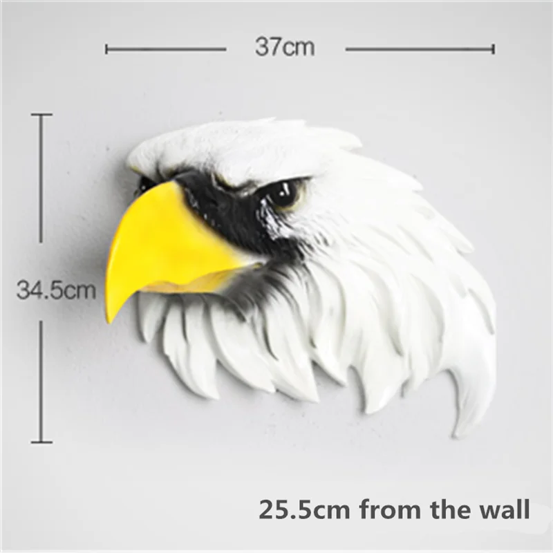 

European Simulation Resin Animal Decoration Wall Hanging Retro Eagle Head Bar Living Room Crafts Home Decoration A1185